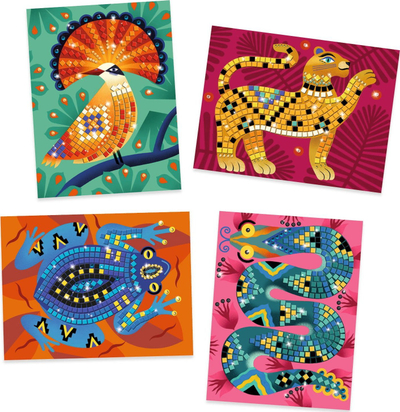Set kreativ mozaik për fëmijë Mosaics Deep in the Jungle, temë xhungël, ngjyra të shumëllojshme