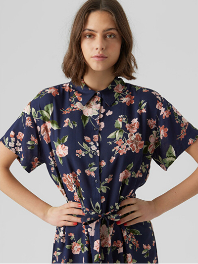 Fustan VERO MODA VMBUMPY, prerje e rregullt, i kaltër