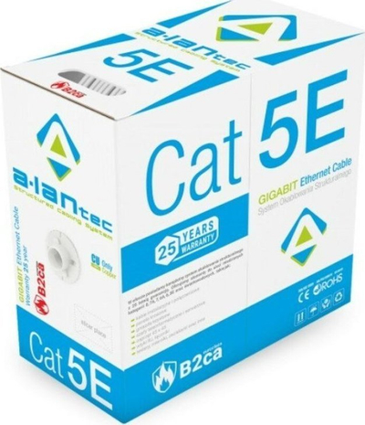 Kabllo rrjeti Alantec KIU5LSOH305B, U UTP Cat 5e, LSOH B2ca, 305m, portokalli