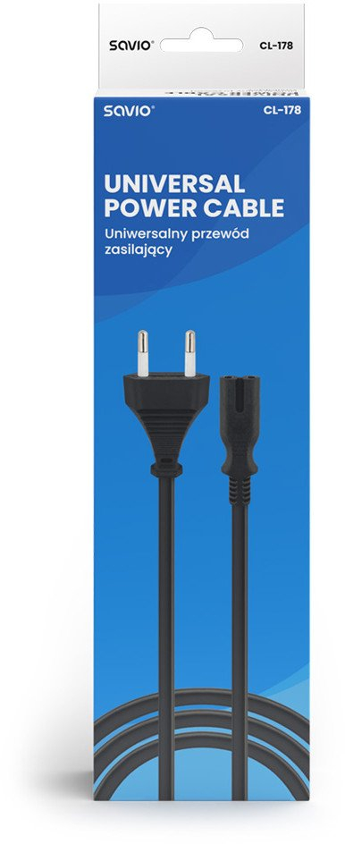 Kabllo rryme Savio CL-178, 5m, IEC C7, e zezë