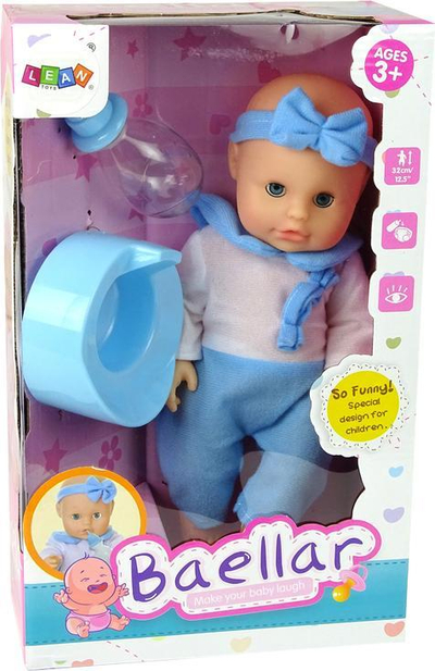 Kukull LeanToys Pajamas 30cm, me biberon, me tualet, rozë