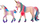 Set figurina unikorn Little Violet, 2 copë, plastikë, vjollcë