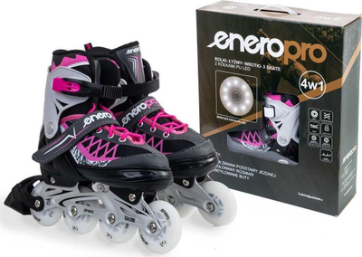 Patina inline Enero Pro LED 4 në 1, nr 34-37, për kalamaj, rozë