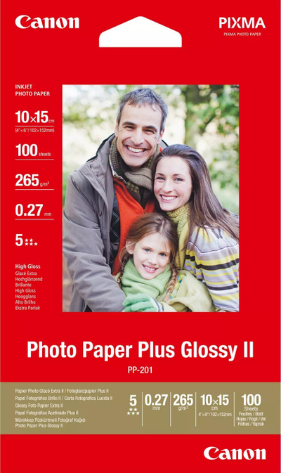Letër fotografike Canon PP-201 Photo Paper Plus Glossy II, 10x15cm, 265g/m², e bardhë