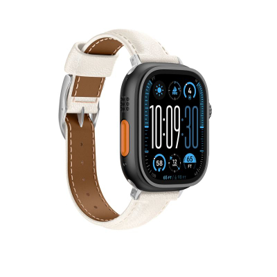 Каишка за рака за Apple Watch AmazingThing Class Band, кожа, 45 46 49 mm, светло беж
