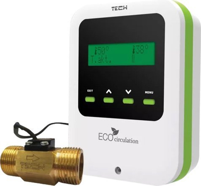 Rregullator i qarkullimit t’ujit të ngrohtë Tech ST-11, me LCD, me sensor temperature, i bardhë