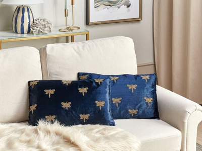Jastëk dekorativ kadife, 30x50cm, blu navy me xixëllonja