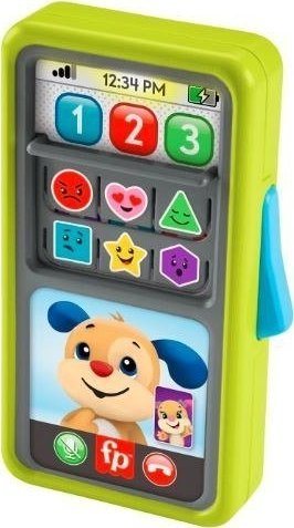 Lodër telefon i zgjuar Fisher Price 2 në 1 Learn and Laugh, interaktive, me drita dhe zëra, shumëngjyrëshe