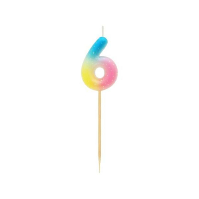 Qiri torte Godan Piker numri 6 Ombre Pastel, 11 cm, shumëngjyrësh