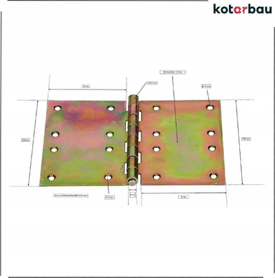 Hingë ndërtimi Kotarbau, çelik i galvanizuar në ari, 100x150mm, e artë