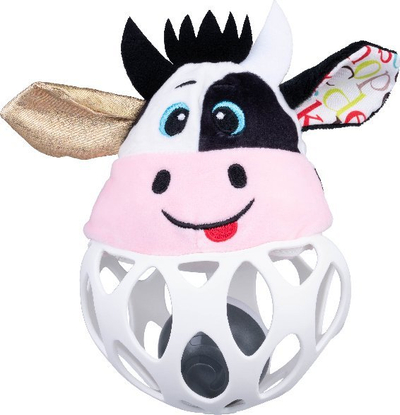 Lodër top me zile Balibazoo Cow Ball, për foshnje 0+, shumëngjyrësh