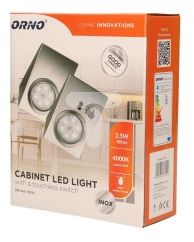 Sistem drite për dollap Orno, LED 2.5W, çelës pa kontakt, inox argjendi