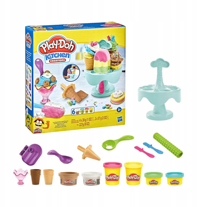 Set modelimi Hasbro Play-Doh Ice Cream Carousel, 6 boja, për fëmijë 3+