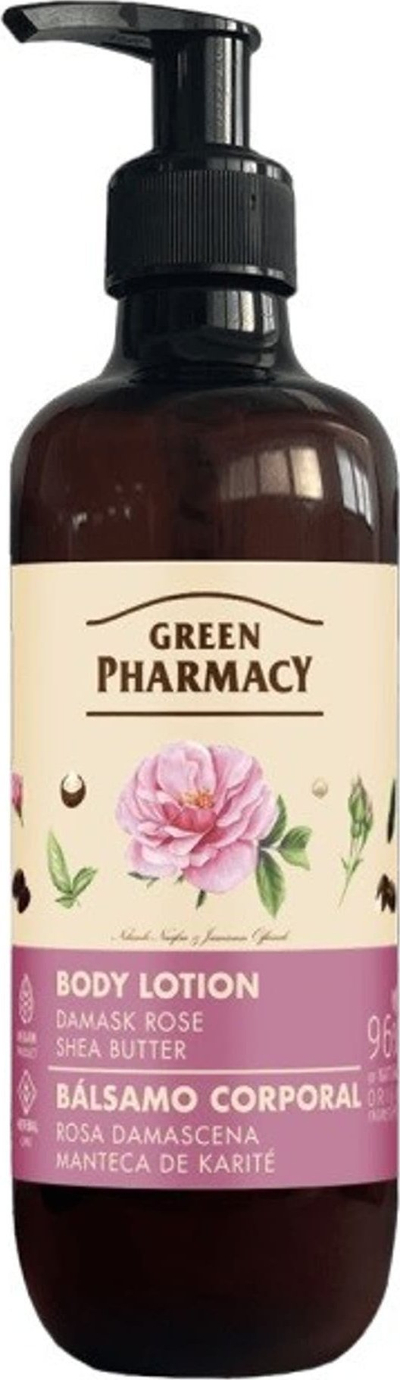Locion trupi Green Pharmacy me trëndafil Damask dhe gjalp shea, 400 ml