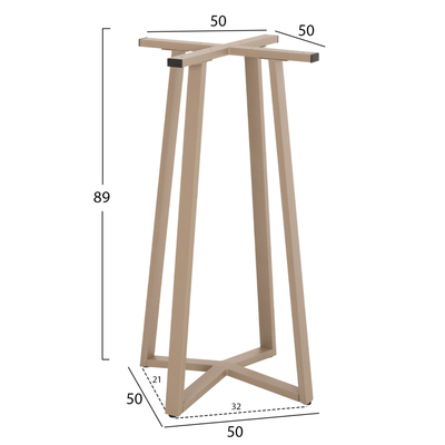 Bazë tavoline bari HM477.25, metal, 50x50x90 cm, cappuccino