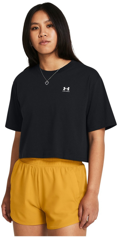 Спортска блуза Under Armour Boxy Crop Logo, кратки ракави, 100% полиестер, црна
