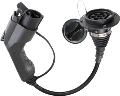 Adapter karikuesi auto EV, Type 2 në Type 1, 32A, i zi