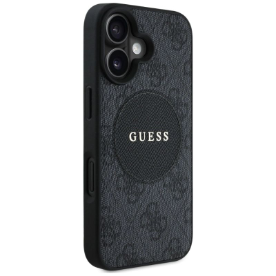 Маска за телефон Guess 4G Circle Classic Logo MagSafe, за iPhone 16 6.1", црна
