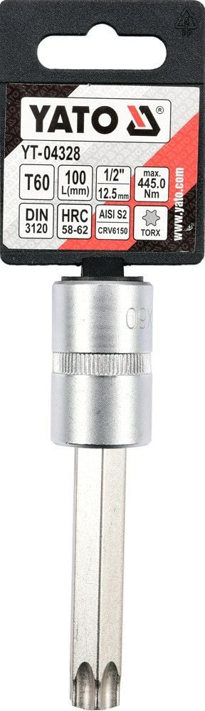Çelës Torx YATO YT-04328, T60, 1/2", 100mm, çelik krom vanadium