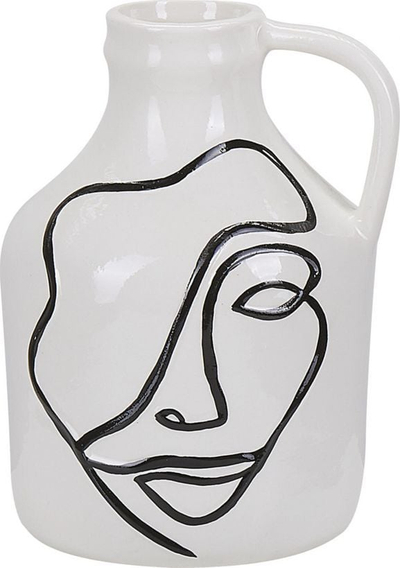 Vazo dekorative Beliani AGRINION, stoneware, 19 cm, e bardhë