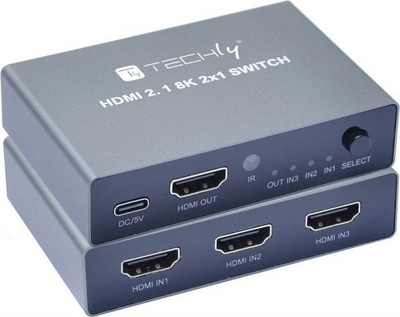 Switch HDMI Techly 3x1, HDMI 2.1, 8K