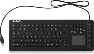 Tastierë KeySonic KSK-6231INEL, USB, gjermane QWERTZ, me touchpad, e zezë