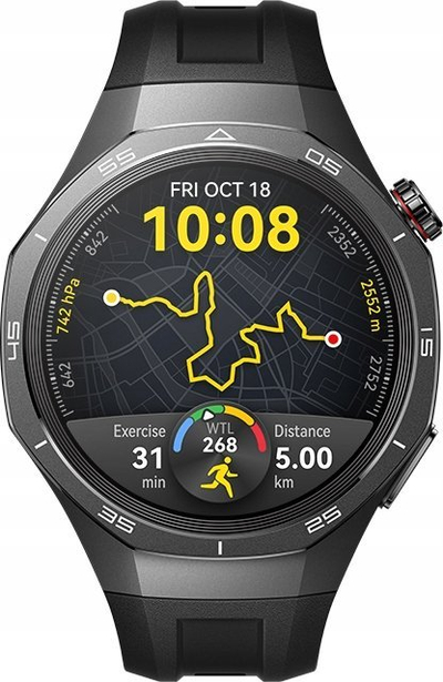 Паметен часовник Huawei Watch GT 5 Pro, 46mm, титан, црн флуороеластомерски ремен