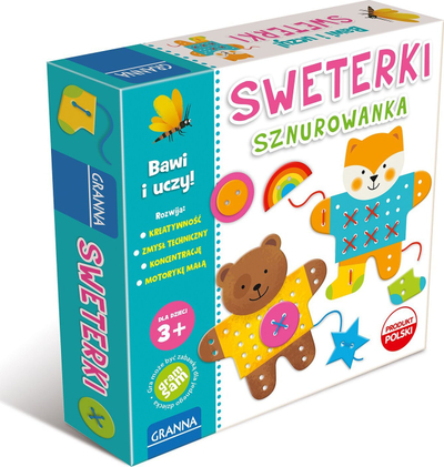 Loja edukative Lacing Granna Little Sweaters, me fije ngjyrash, zhvillim motorik