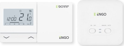 Termostat wireless programues Engo E901RF, për ngrohje dhe ftohje, i bardhë