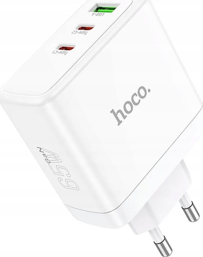 Karikues muri Hoco N30, 65W GaN, 2x USB C 1x USB A PD QC, i bardhë