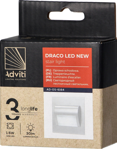 Скриена ЛЕД светилка за скали DRACO, 12V, 4000K, бела