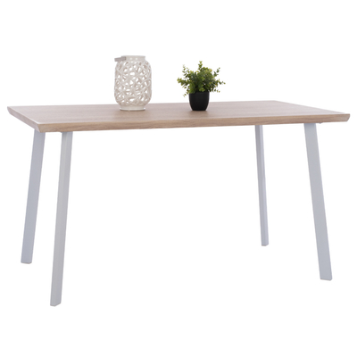 Tavolinë ngrënieje OFIRA HM8374.02, 140x80 cm, MDF sonoma, këmbë metalike të bardha