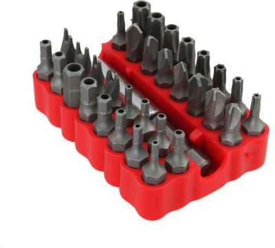 Set bitash InLine 43034, 33 copë, mbajtës magnetik 6.35 mm, i kuq