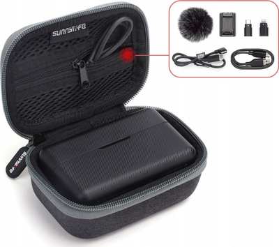 Kuti mbrojtëse Sunnylife për DJI Mic, e fortë, me zinxhir, gri e errët
