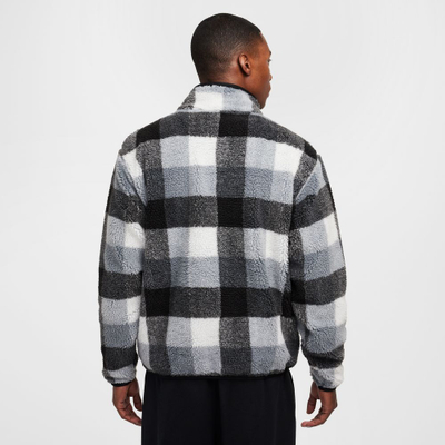 Bluzë fleece për burra Nike Club SSNL WNTRZD AOP HZ, gjysmë zinxhir, me kuadrate, bardh e zi gri