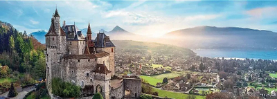 Puzzle panoramë Trefl Castle of Menthon France, 1000 copa, për të rritur
