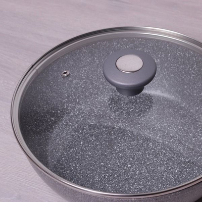 Tigan i thellë wok me granit, 24 cm, për induksion edhe gaz, gri