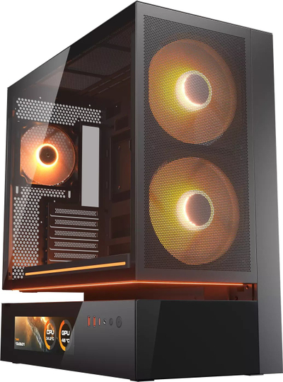 Kornizë PC Cougar CFV235 Mesh Vision, Mid Tower, me ekran IPS 9.16\", ARGB, e zezë