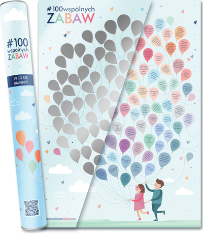 Poster gërvishtës për fëmijë, 100 lojëra të përbashkëta, shumëngjyrësh