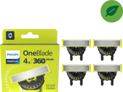 Tehe zëvendsuese Philips OneBlade 360, set me 4 copa, lime green charcoal grey