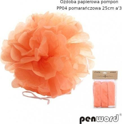 Set dekorimi me pompone letre, 25 cm, 3 copë, portokalli