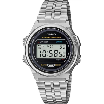 Orë dore Casio A171WE-1AEF, digjitale, që s’e ha uji, ngjyrë argjendi