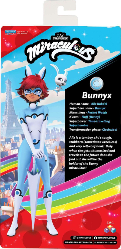 Кукла Miraculous Playmates Bunnyx, 26 cm, со додатоци, многубојна