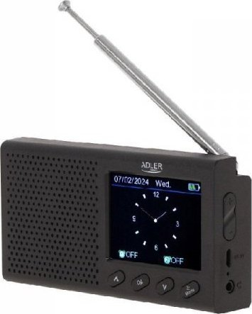 Radio portative Adler AD 1198, FM RDS, Bluetooth, me alarm, e zezë
