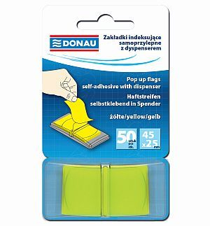 Faqeruajtëse Donau Index 7558001PL-06, 45x25mm, 50 copa, të verdha