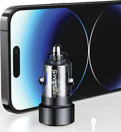 Karikues makine Usams C39, USB dhe USB C, 60W Fast Charge, i vjollcë