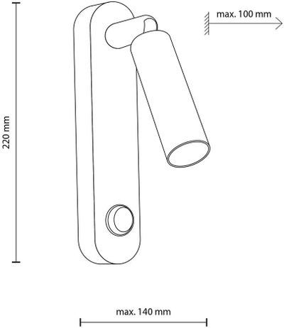 Llambë muri TK Lighting Enzo Long, metal 22 cm, E27, e zezë