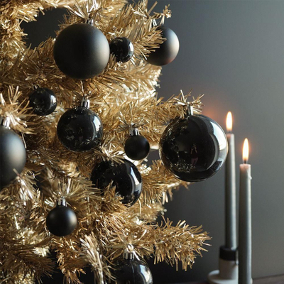 Сет топчиња за новогодишна елка Christmas Baubles, 26 парчиња, неизкршлива пластика 6-10 cm, црни