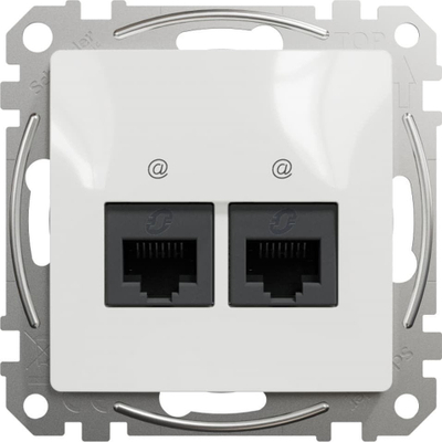 Prizë kompjuterike Schneider Electric Sedna Design SDD111452, 2xRJ45 Cat5e UTP, nën suva, e bardhë