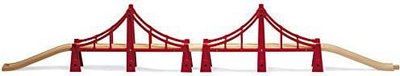 Ura lodër druri Brio Double Suspension Bridge, pezullim i dyfishtë, shumëngjyrëshe
